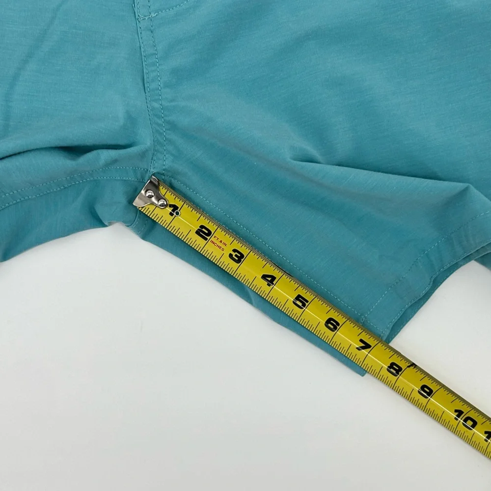 Mens Faherty Brand Board shorts Vintage Tape Sky Geo Stripe turquoise size 35 - Picture 7 of 9